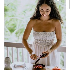 Rhythm Classic Shirred Midi Dress in oat